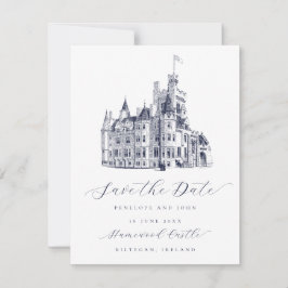 Elegant Castle Illustration-skript Bröllop Spara Datumet