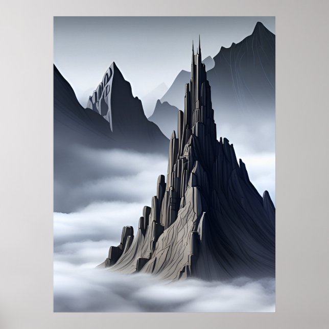 Elegant Castle på Mystic Peaks AI Generative Poster (Framsidan)