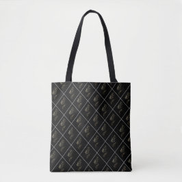 Elegant Cat Ansikte Mönster Black Tote Bag - Snygg Tygkasse