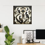 Elegant cat Art Deco älskare Poster<br><div class="desc">Elegant cat Art Deco älskare Poster</div>
