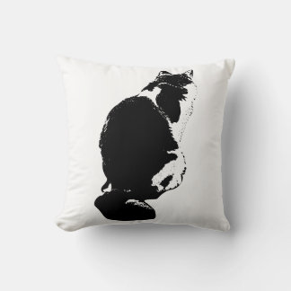 Elegant Cat Back Silhouette Bläck Art Pillow Kudde