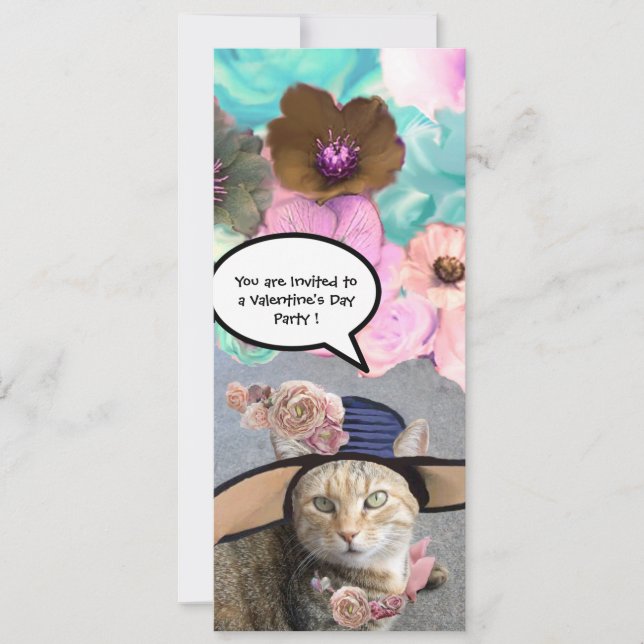 ELEGANT CAT,BIG DIVA HAT OCH RO VALENTINE PARTY INBJUDNINGAR (Framsida)