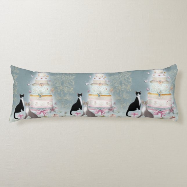 Elegant Cat Celebration Cake Kroppskudde (Framsidan)
