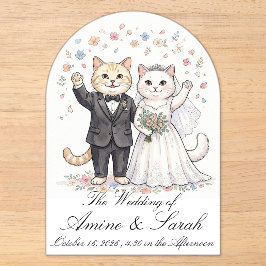 Elegant Cat Couple Wedding Invitation Customizable