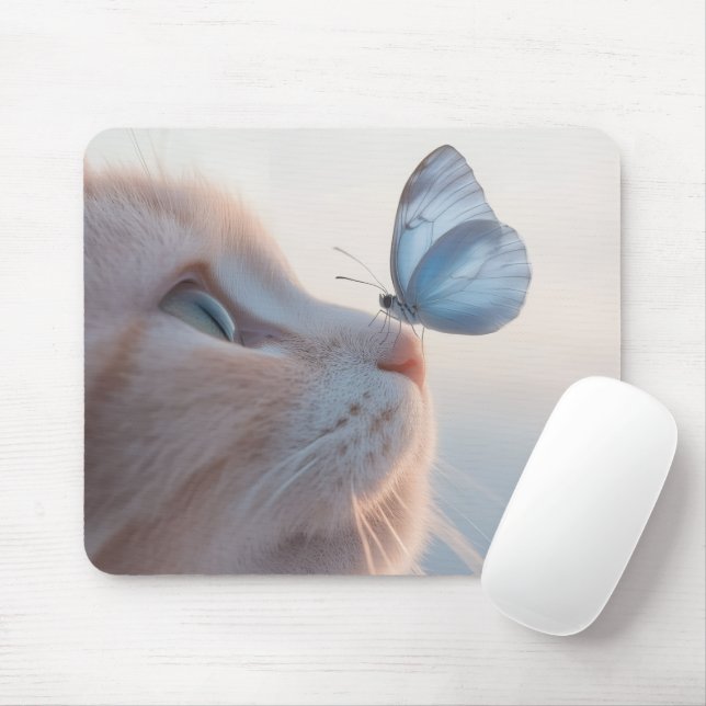 Elegant Cat Lover Mouse Pad med fjäril-design Musmatta (Med mus)
