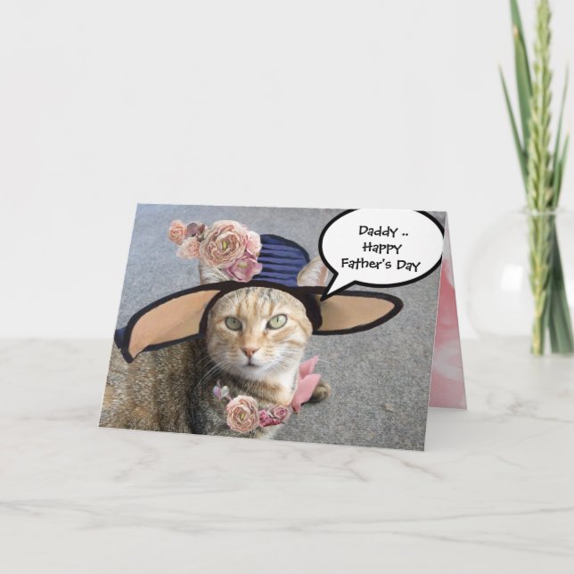 ELEGANT CAT MED DIVA HAT,ROSA ROS Fars dag Kort (Framsida)
