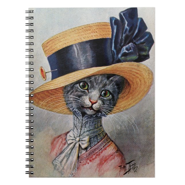 Elegant Cat med Hat Spiral bärbar dator Anteckningsbok (Framsidan)
