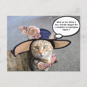 ELEGANT CAT MED STOR DIVA HAT,ROSA ROS Valentine Helg Vykort