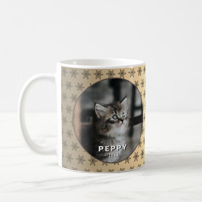 Elegant Cat Photo Golden Metallic Jul Kaffemugg (Vänster)