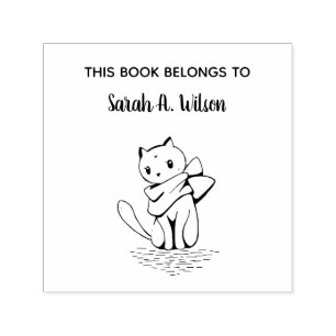 Elegant Cat Scarf Bok Tillhör Personlig Bok Självfärgande Stämpel