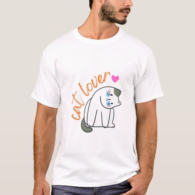Elegant Cat Stroll – Minimalist Cat Walk Illustrat T Shirt (Framsida)