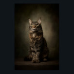Elegant Cat Studio Portrait Poster<br><div class="desc">A classic studio-style portrait of a cat,  captured with soft Rembrandt lighting for a timeless and elegant look. This artwork blends fine art with modern minimalism,  perfect for cat lovers and collectors who appreciate refined,  gallery-worthy pieces.</div>