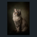Elegant Cat Studio Portrait Poster<br><div class="desc">A classic studio-style portrait of a cat,  captured with soft Rembrandt lighting for a timeless and elegant look. This artwork blends fine art with modern minimalism,  perfect for cat lovers and collectors who appreciate refined,  gallery-worthy pieces.</div>