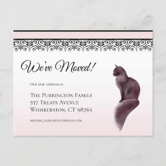 Elegant Cat We has Flyttat Rosa Change of Adress, Vykort