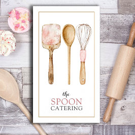 Elegant Caterer Whisk Spoon Spatula Utensils Visitkort