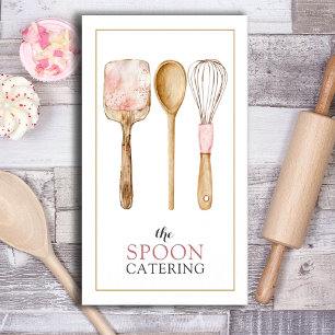 Elegant Caterer Whisk Spoon Spatula Utensils Visitkort