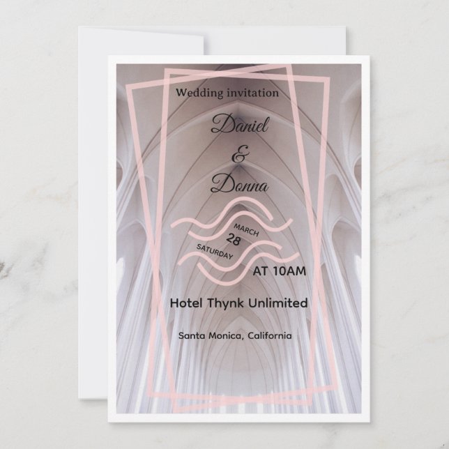 Elegant Cathedral Wedding Invitation | Blush Minim Inbjudningar (Framsida)