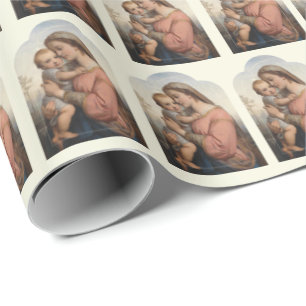 Elegant Catholik Virgin Mary Baby Jesus Vintage Presentpapper