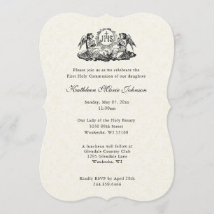 Elegant Catholique First Heliga Communion Inbjudningar