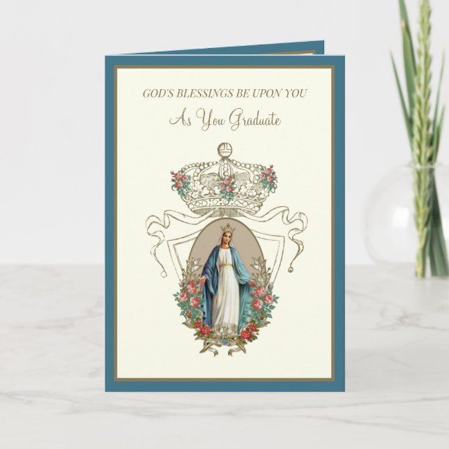 Elegant Catholiskt Studenten Virgin Mary Ro Card Kort (Framsida)