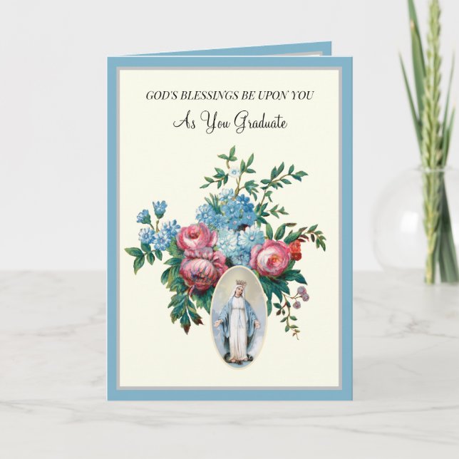Elegant Catholiskt Studenten Virgin Mary Ro Card Kort (Framsida)
