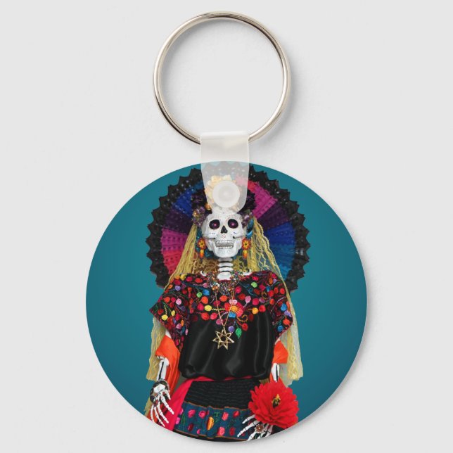 Elegant Catrina i mexikansk traditionell klänning Nyckelring (Framsida)