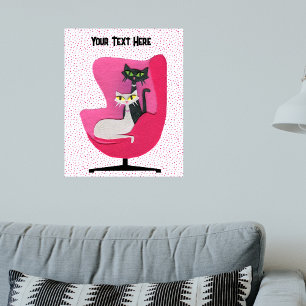 Elegant Cats Diamond Collars i Rosa-stolsdockor Poster