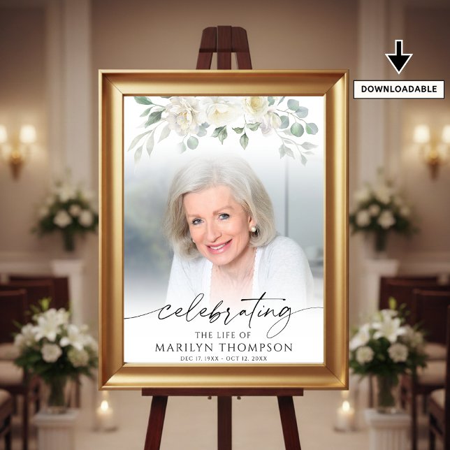 Elegant Celebrating the Life of Floral Photo Poster (Skapare uppladdad)