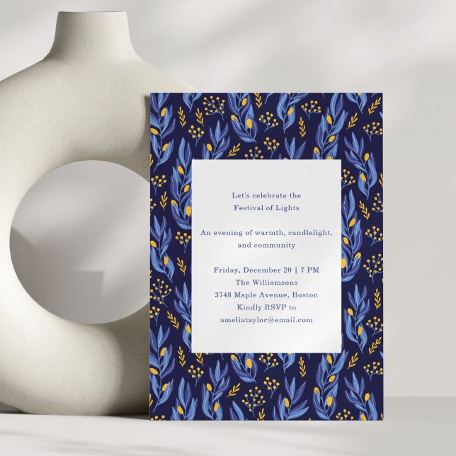 Elegant Celebration Blue Festive Hanukkah Party Inbjudningar (Skapare uppladdad)
