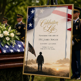 Elegant Celebration of Life American Flag Display Poster