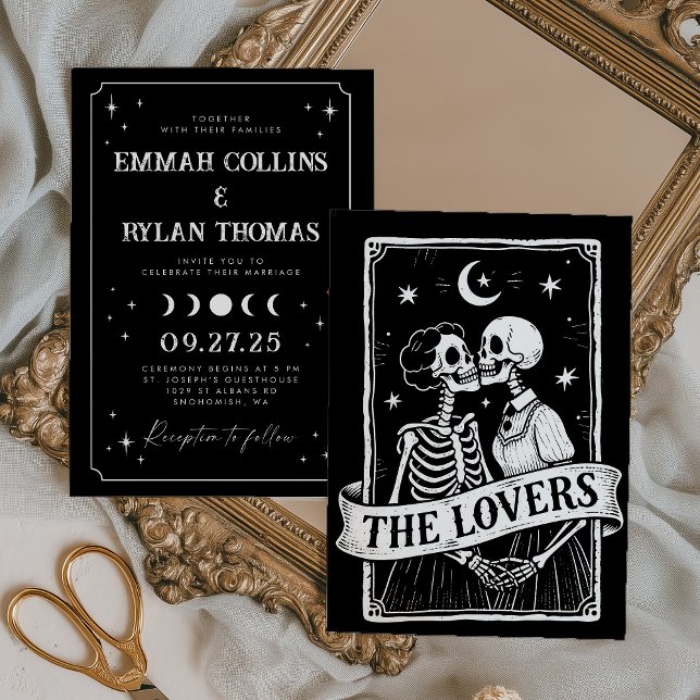 Elegant Celestial Älskare Tarot Card Bröllop Inbjudningar (Skapare uppladdad)