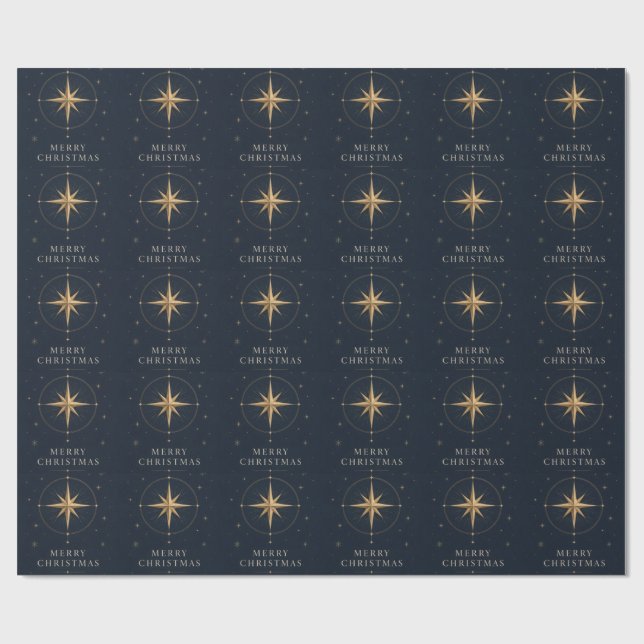 Elegant Celestial jul, Midnight Navy stil Presentpapper (Platt)