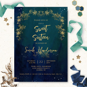 Elegant Celestial Starry Night Sweet sixteen Inbjudningar