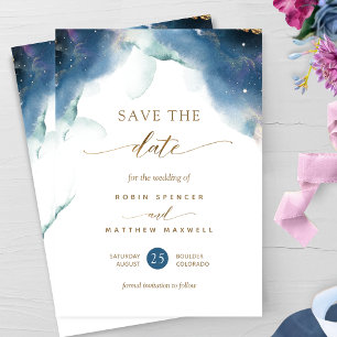 Elegant Celestial Watercolor Bröllop Spara Datumet