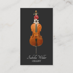 Elegant Cellist Svart Visitkort