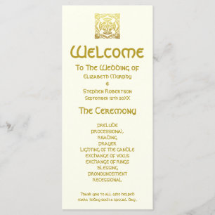 Elegant Celtic Bröllop Guld Ceremonistiskt progr Program