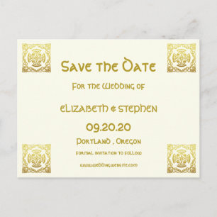 Elegant Celtic Bröllop Ivory Faux Guld Celtic Knot Vykort