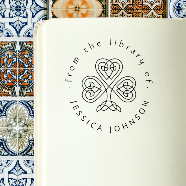 Elegant Celtic Knot Shamrock Anpassningsbar Biblio Stämpel (Skapare uppladdad)