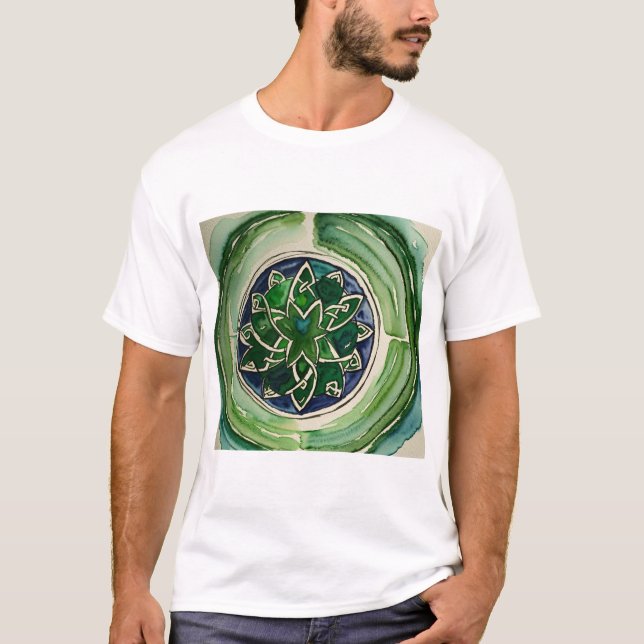 Elegant Celtic Knot Watercolor T-Shirt (Framsida)