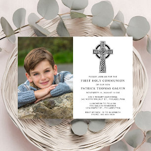 Elegant Celtic Kor Photo First Heliga Communion Inbjudningar
