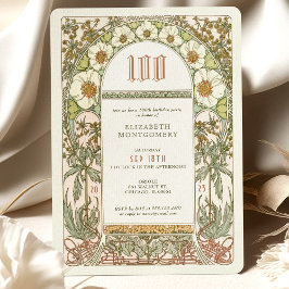 Elegant Centennial Firande Art nouveau Mucha Inbjudningar