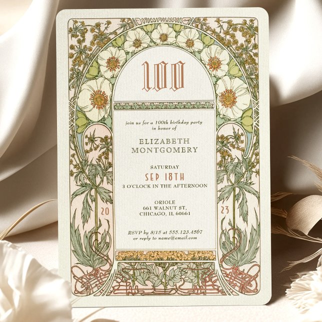 Elegant Centennial Firande Art nouveau Mucha Inbjudningar (Skapare uppladdad)