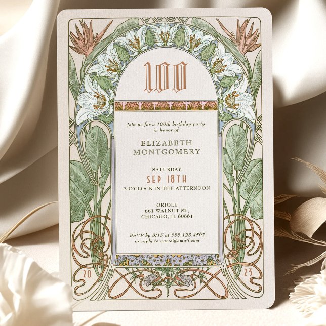 Elegant Centennial Firande Art nouveau Mucha Inbjudningar (Skapare uppladdad)