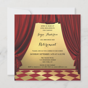 Elegant Center Stage-inbjudan till Pension-part Inbjudningar