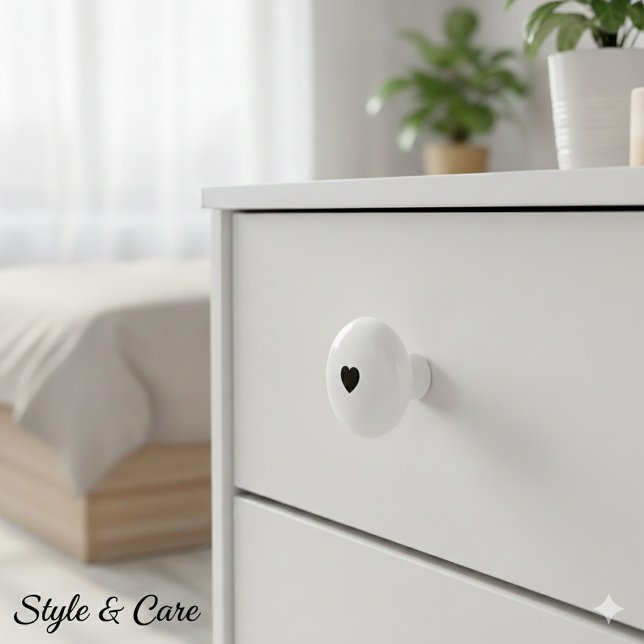 Elegant Ceramic Knob Featuring Minimalist Heart Ar Knopp (Elegant Ceramic Knob Featuring Minimalist Heart Art)
