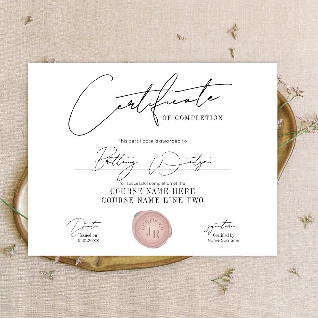 Elegant Certificate Award Initialer Rosa Vax Frimä (Skapare uppladdad)