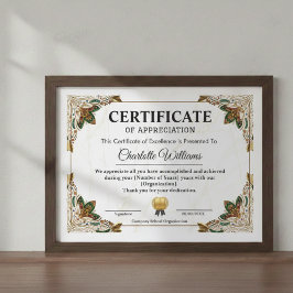 Elegant Certificate of Appreciation Award Template Tilläggskort