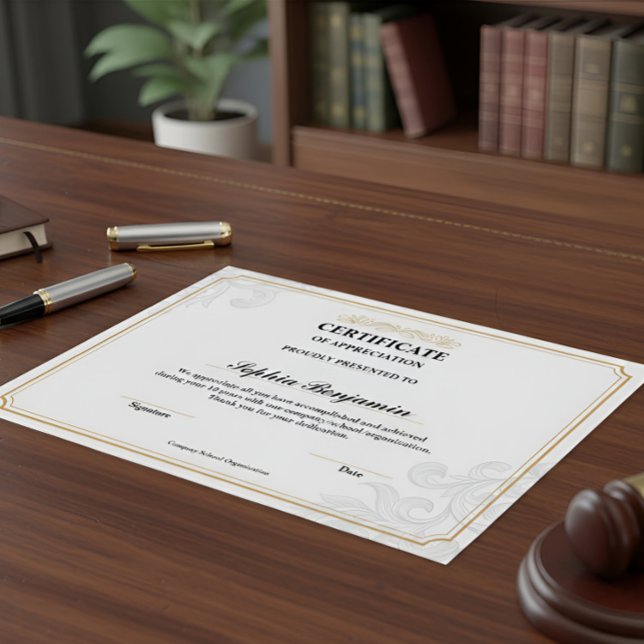 Elegant Certificate of Appreciation Gold Classic D Poster (Skapare uppladdad)