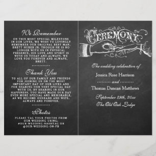 Elegant Chalkboard Bröllop Ceremony-program
