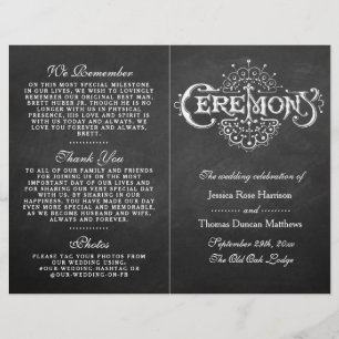 Elegant Chalkboard Bröllop Ceremony-program